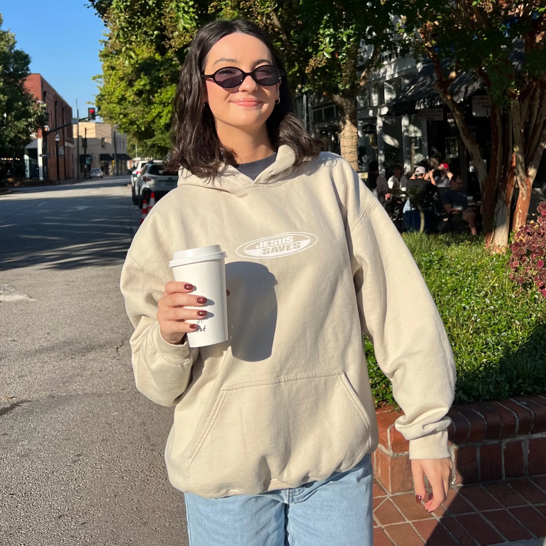 NEW! | "JESUS SAVES" RETRO HOODIE | SAND sold by He Would Love First product image thumbnail 4