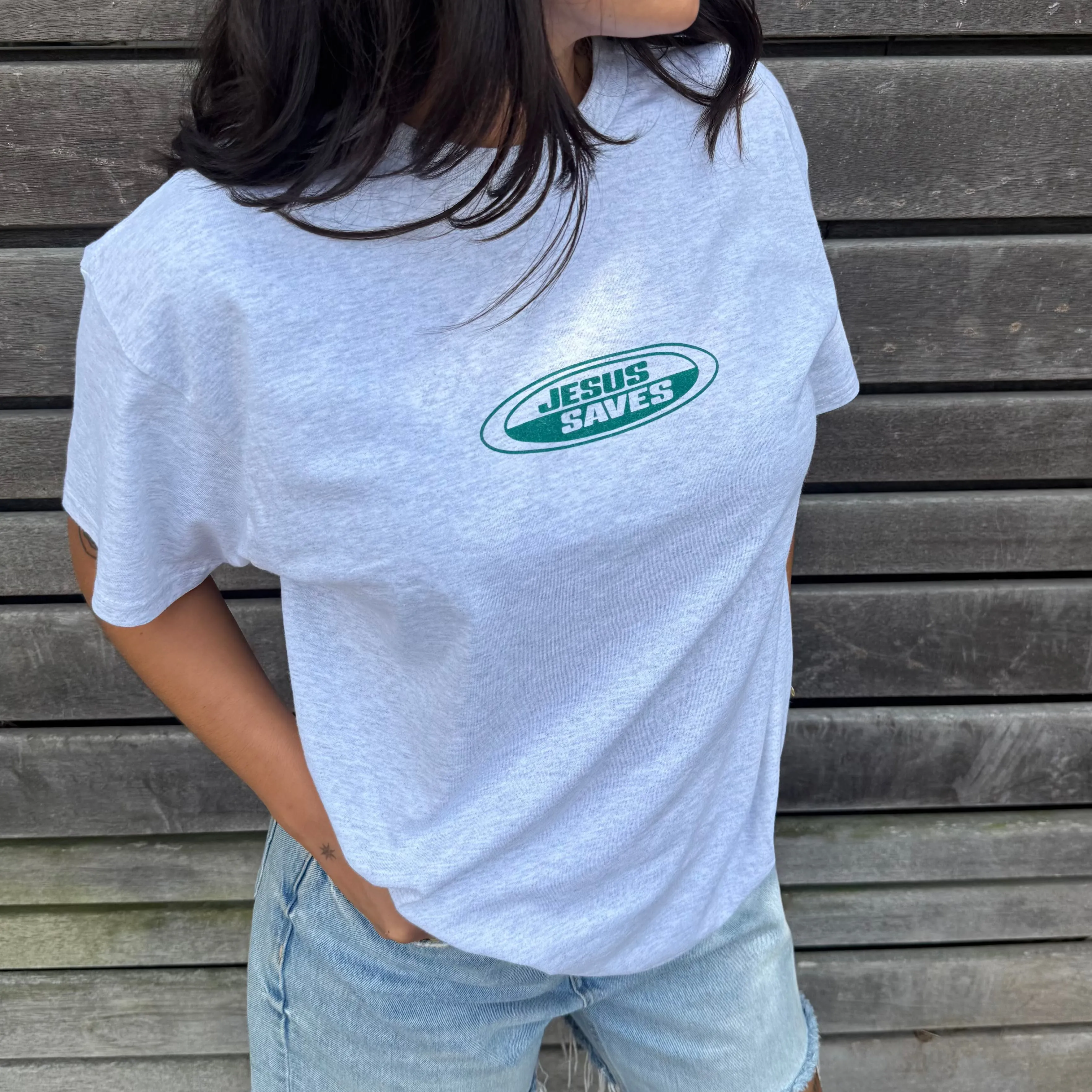 NEW! | "JESUS SAVES" RETRO TEE | ASH sold by He Would Love First