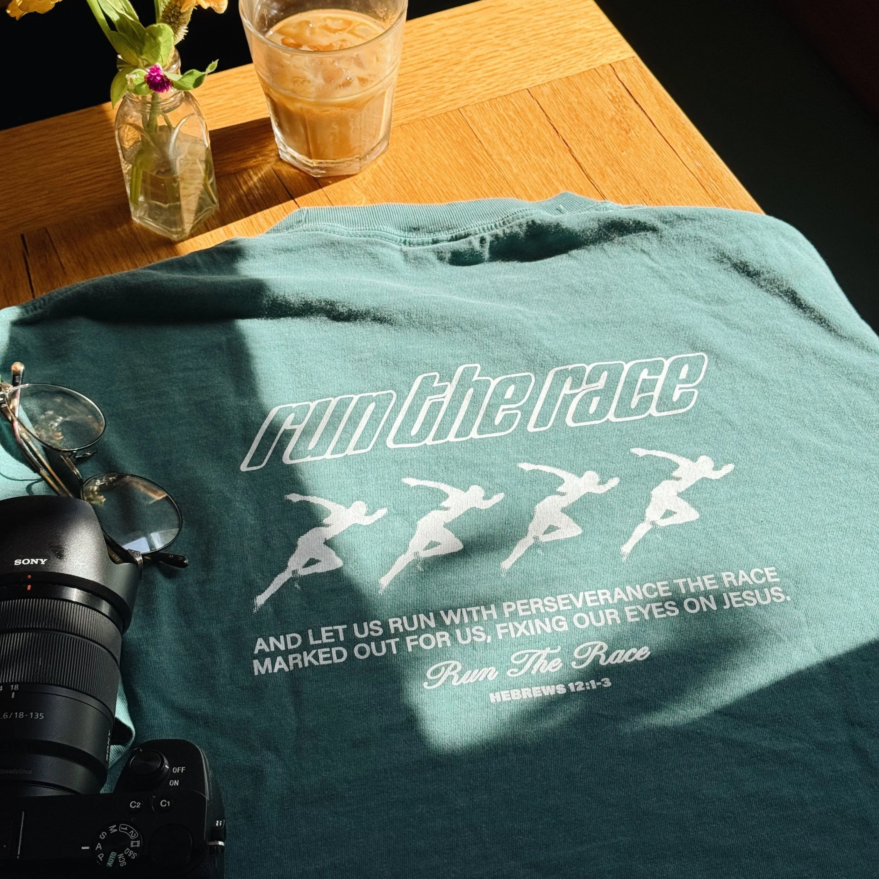 NEW! | "RUN THE RACE" PREMIUM COMFORT COLOR TEE | LIGHT GREEN sold by He Would Love First