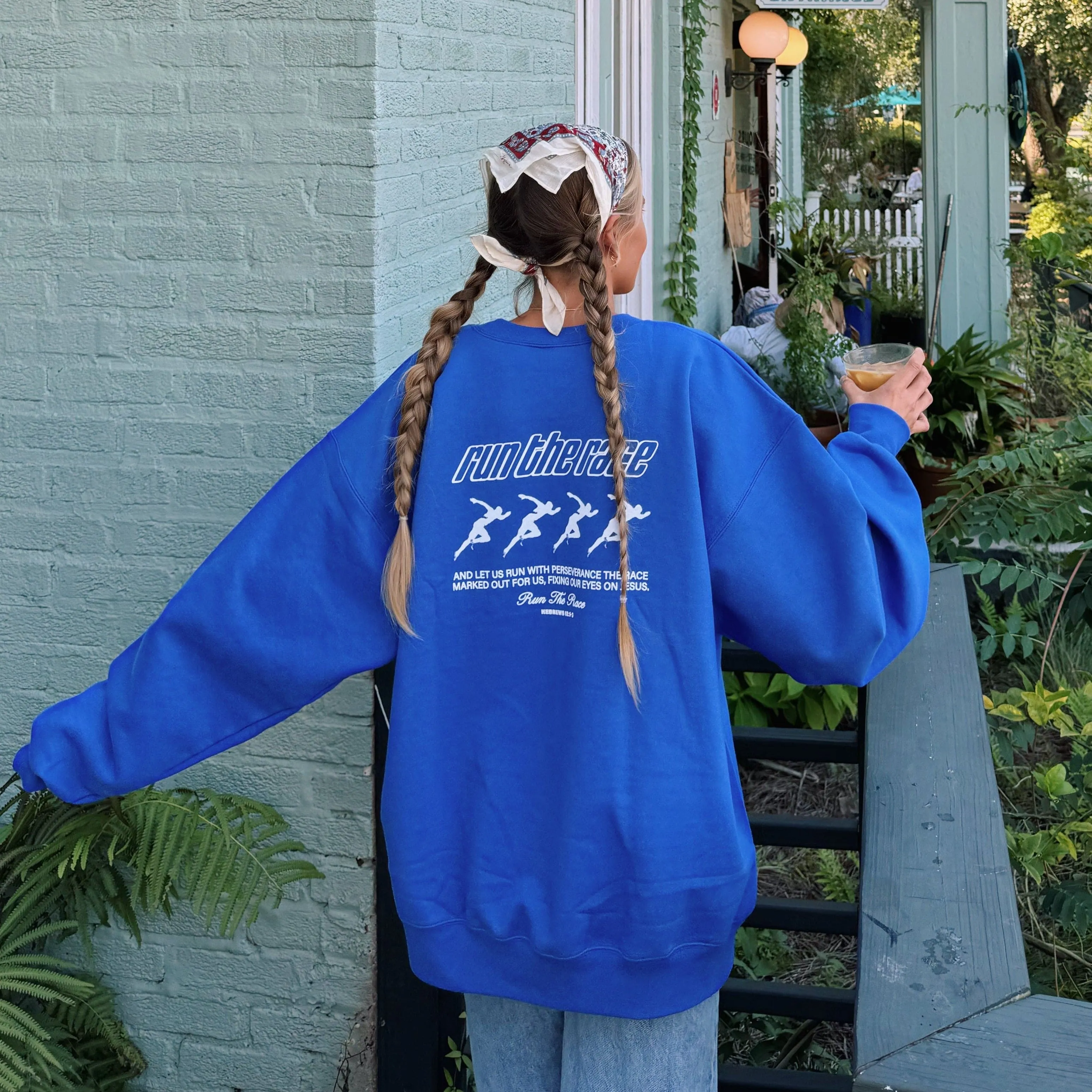 NEW! | "RUN THE RACE" CREWNECK | ROYAL BLUE sold by He Would Love First product image thumbnail 3