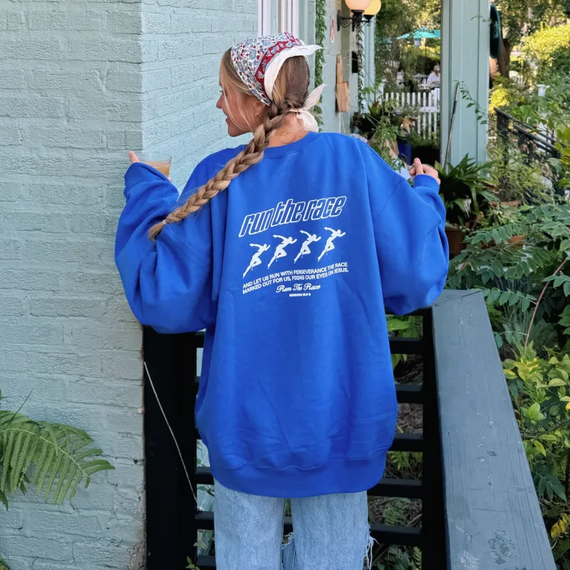 NEW! | "RUN THE RACE" CREWNECK | ROYAL BLUE sold by He Would Love First