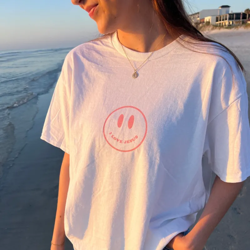 NEW! | "SMILEY" TEE | WHITE sold by He Would Love First