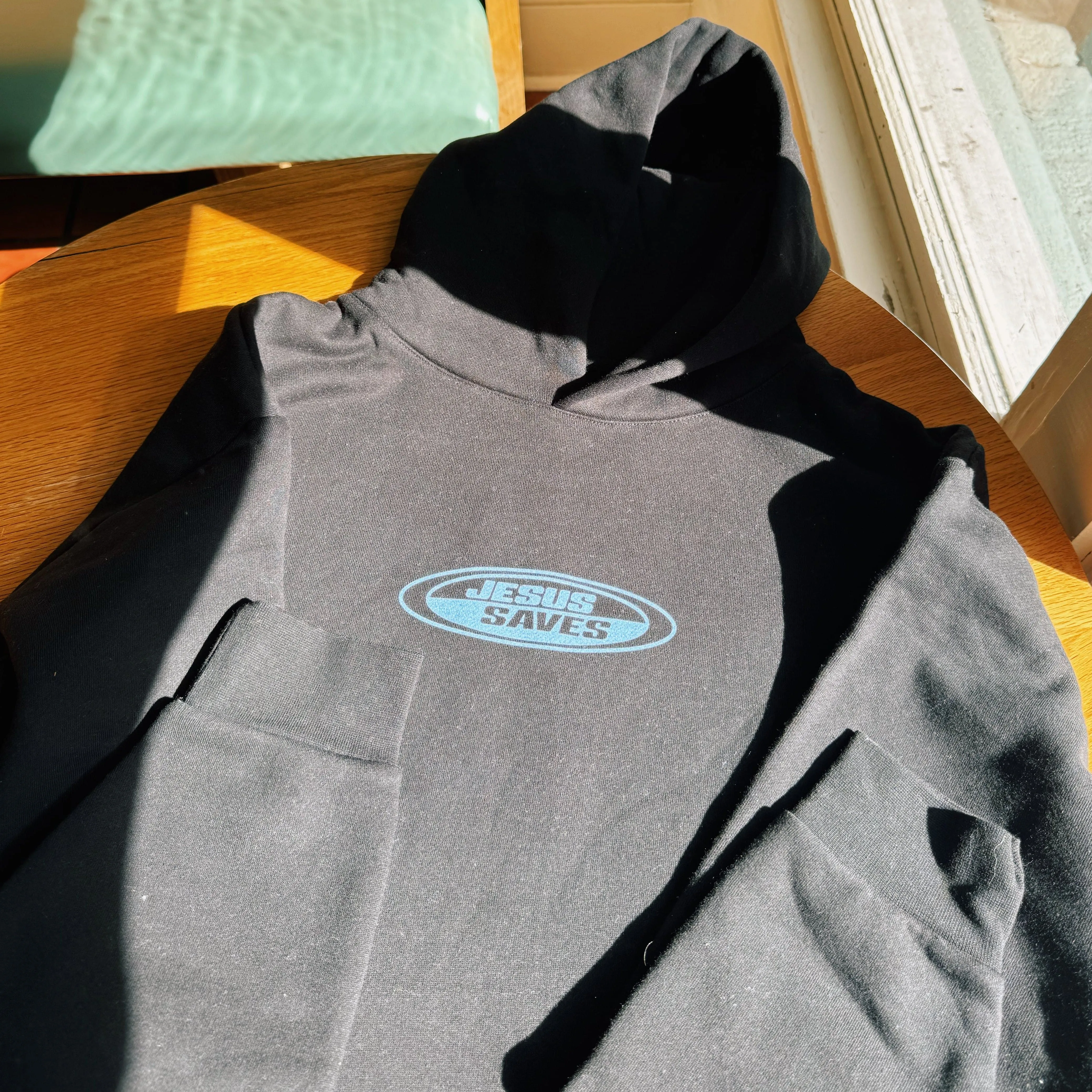 PREMIUM | "JESUS SAVES" HEAVY WEIGHT HOODIE | BLACK/BLUE sold by He Would Love First product image thumbnail 2