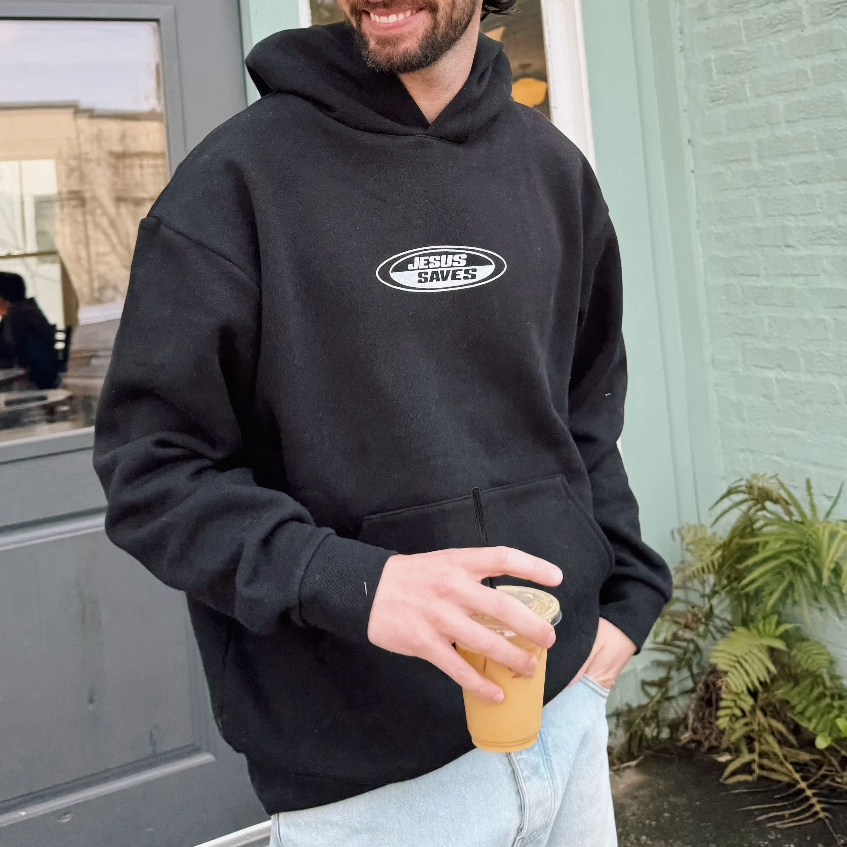 PREMIUM | "JESUS SAVES" HEAVY WEIGHT HOODIE | BLACK/WHITE sold by He Would Love First product image thumbnail 3