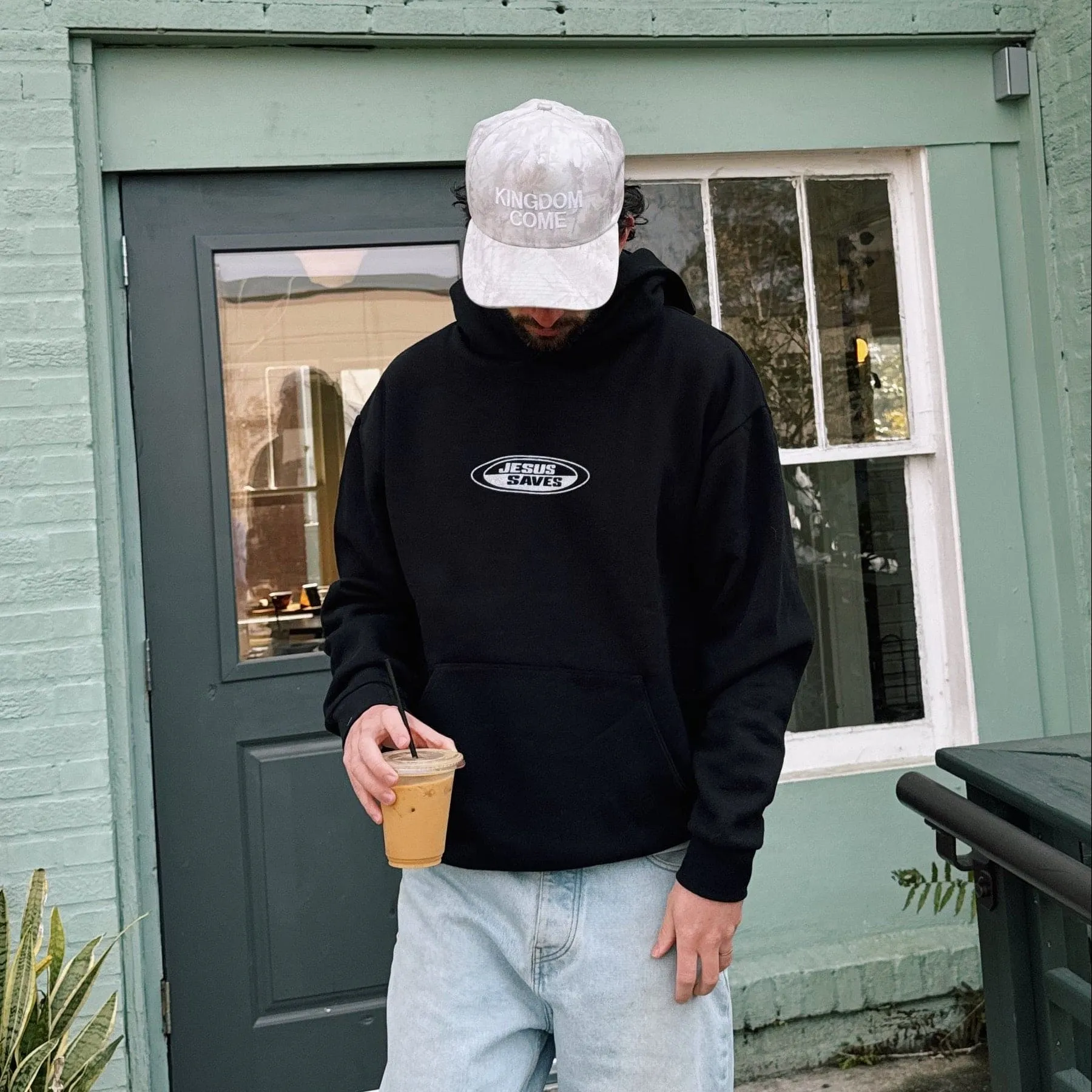 PREMIUM | "JESUS SAVES" HEAVY WEIGHT HOODIE | BLACK/WHITE sold by He Would Love First