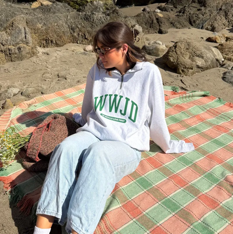 NEW! | "WWJD" UNIVERSITY QUARTER ZIP | ASH sold by He Would Love First