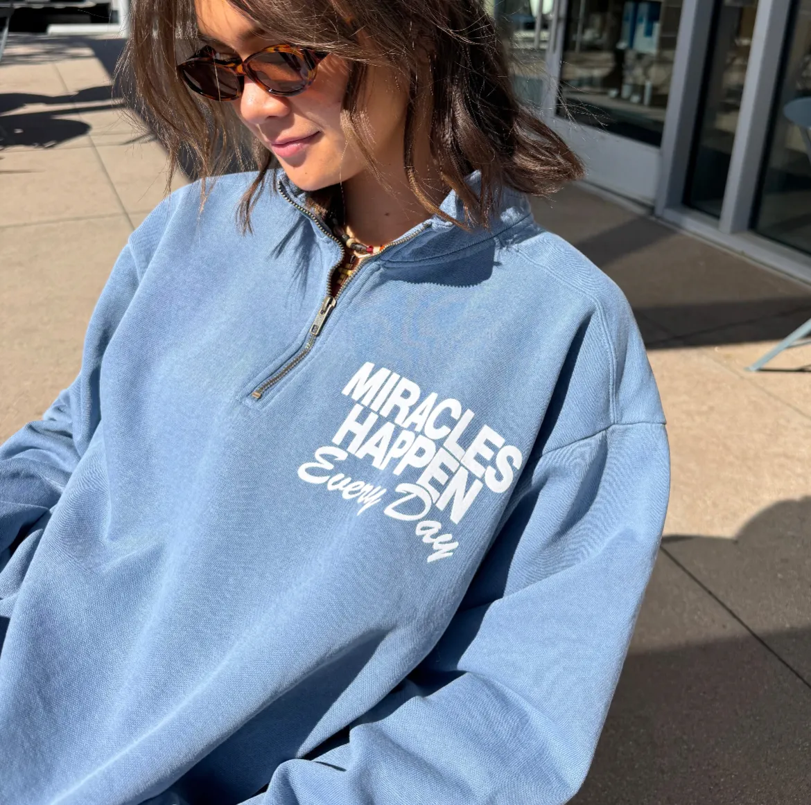 NEW! | "MIRACLES" COMFORT COLOR QUARTER ZIP | BLUE JEAN sold by He Would Love First product image thumbnail 3