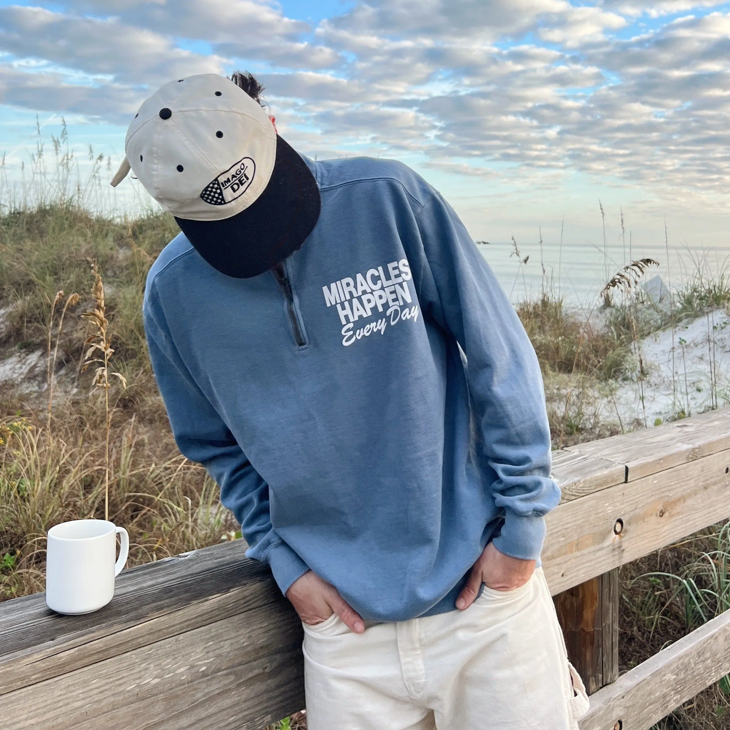NEW! | "MIRACLES" COMFORT COLOR QUARTER ZIP | BLUE JEAN sold by He Would Love First product image thumbnail 2