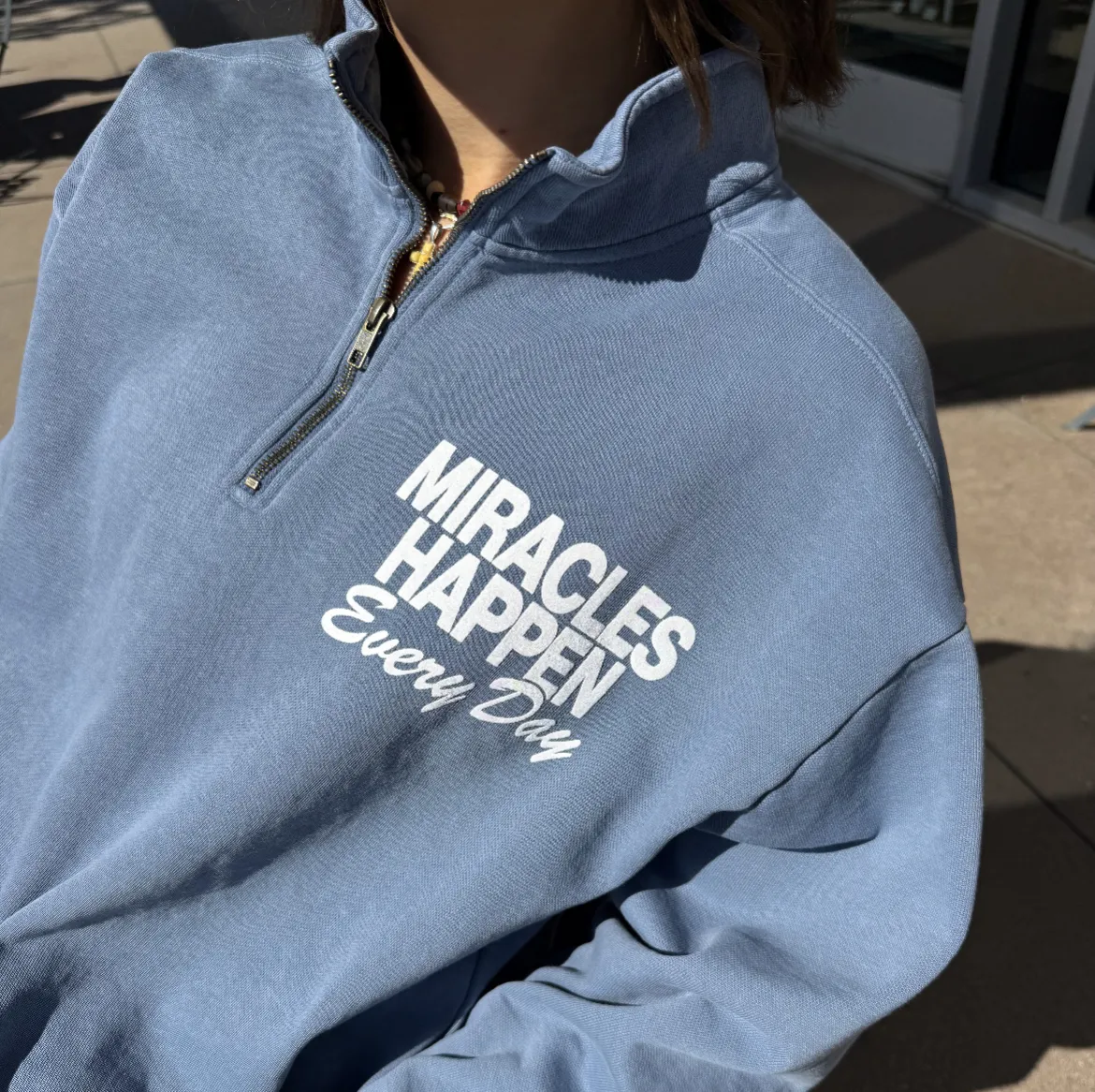 NEW! | "MIRACLES" COMFORT COLOR QUARTER ZIP | BLUE JEAN sold by He Would Love First product image thumbnail 5