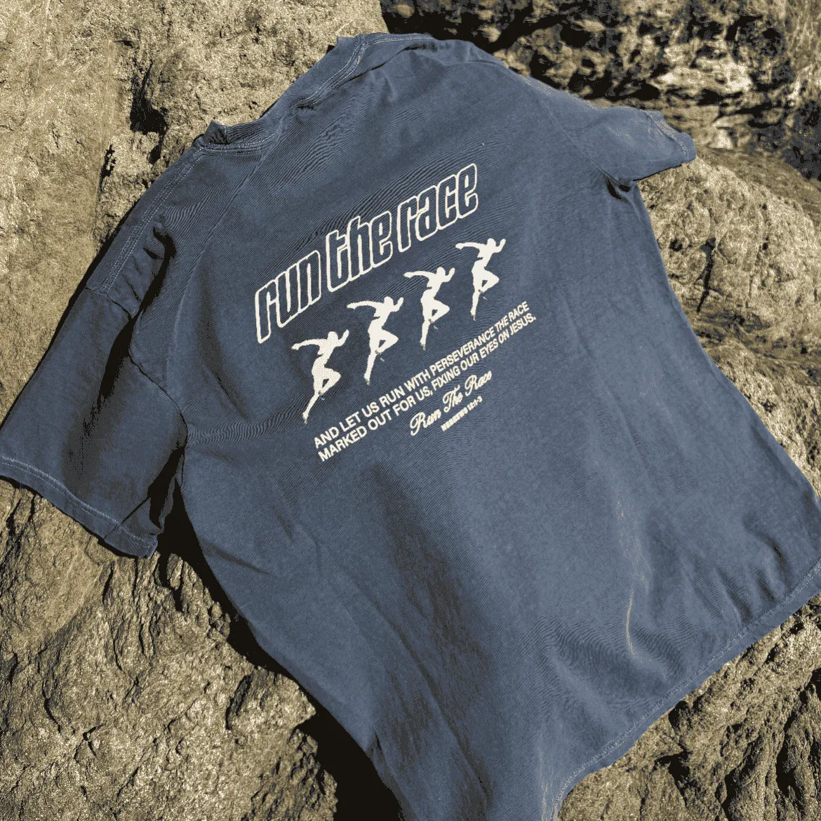 NEW! | "RUN THE RACE" PREMIUM COMFORT COLOR TEE | DENIM sold by He Would Love First product image thumbnail 2