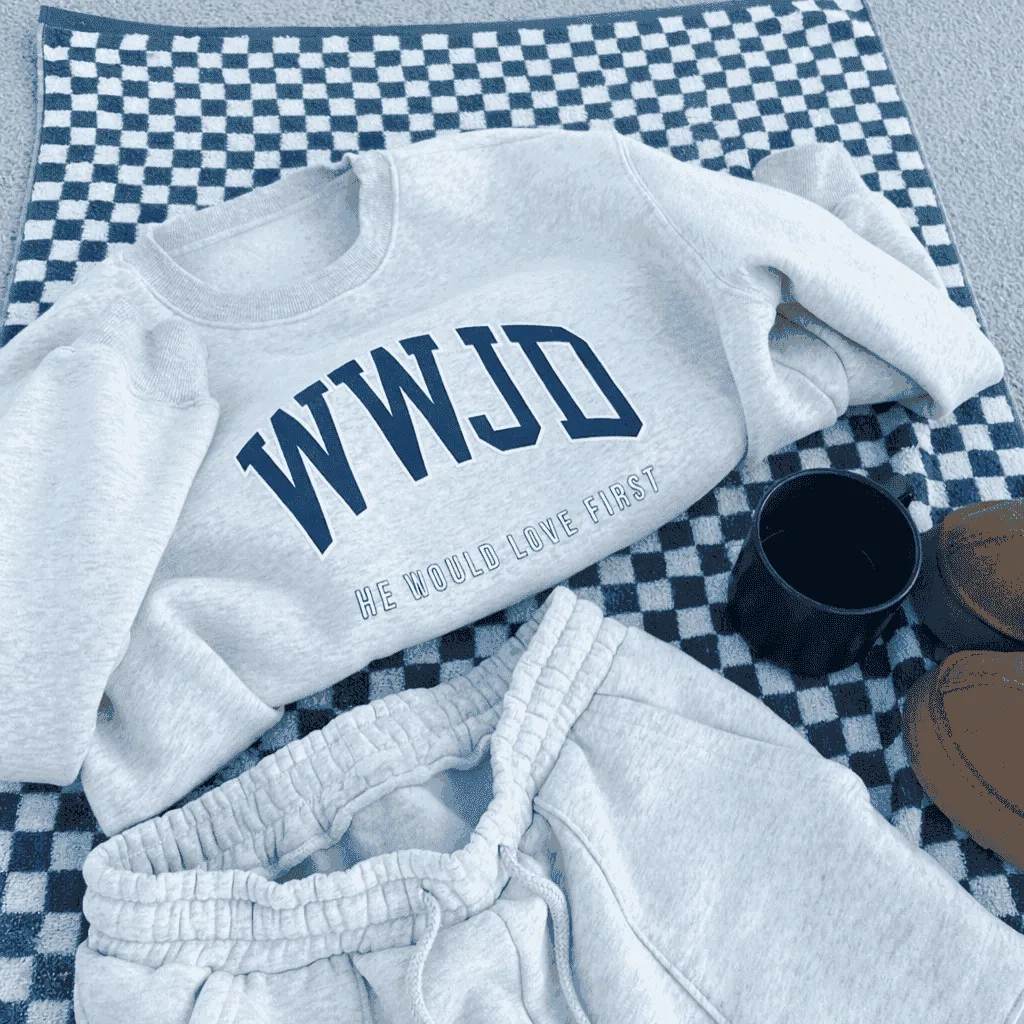 NEW! | "WWJD" UNIVERSITY CREWNECK | ASH sold by He Would Love First product image thumbnail 2