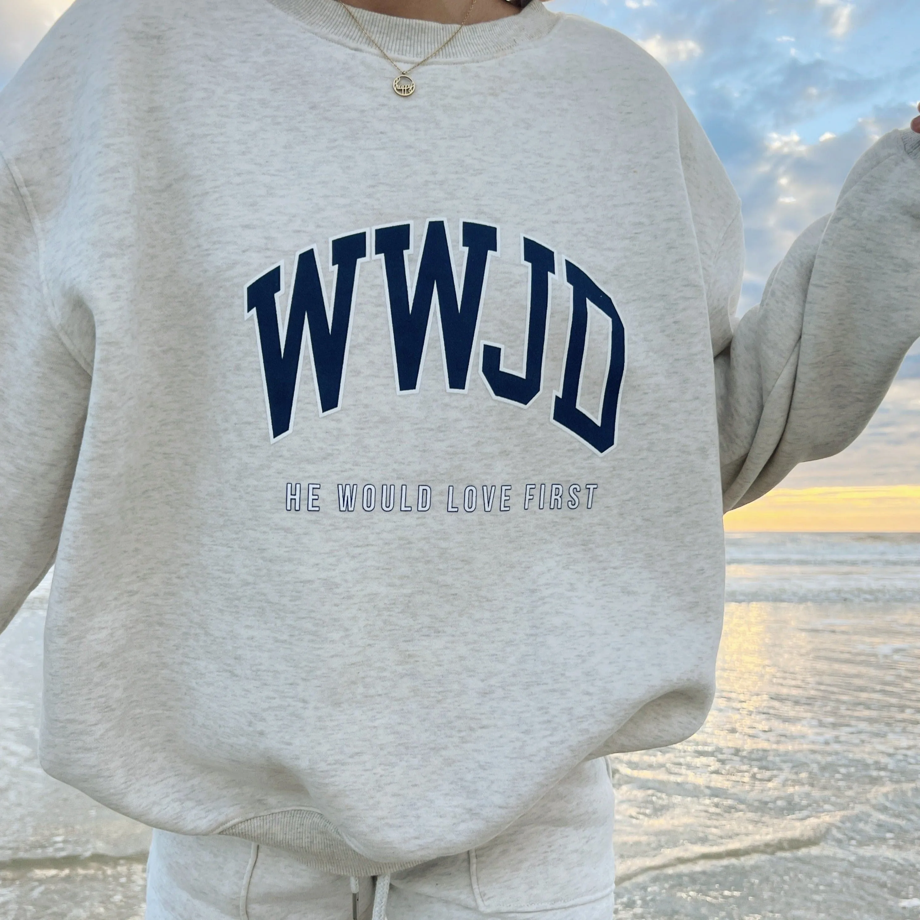 NEW! | "WWJD" UNIVERSITY CREWNECK | ASH sold by He Would Love First product image thumbnail 5
