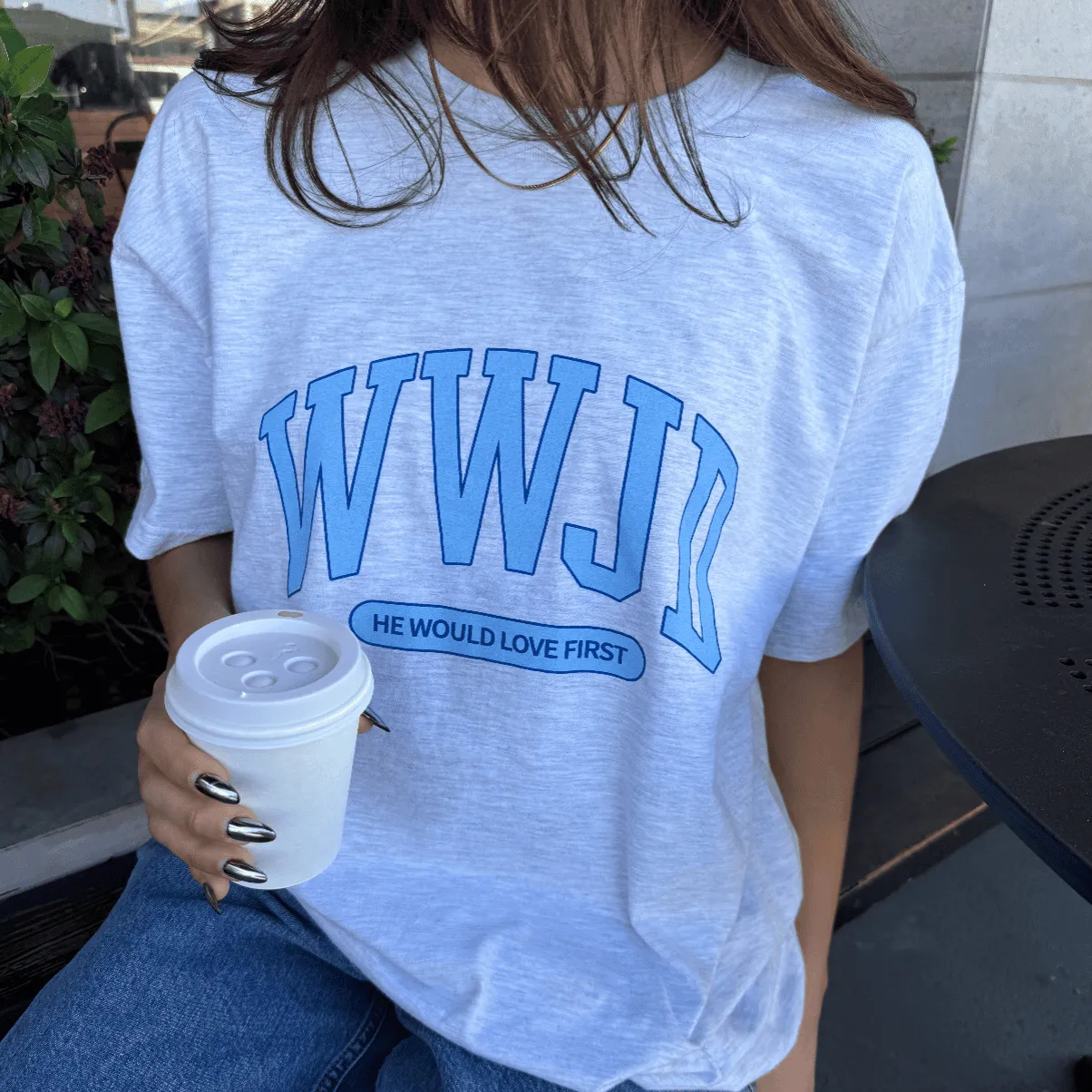 NEW! | "WWJD UNIVERSITY" TEE | ASH sold by He Would Love First product image thumbnail 5