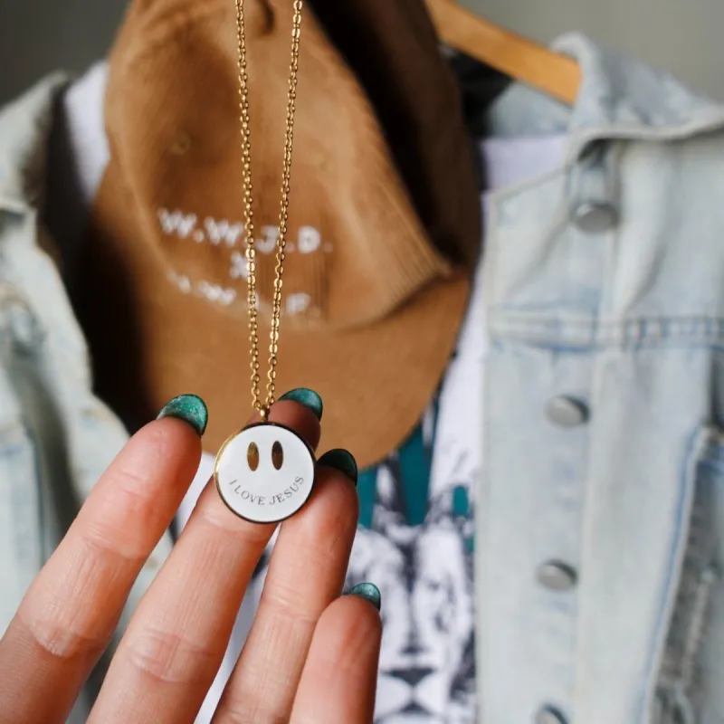 NEW! SMILEY NECKLACE | WHITE sold by He Would Love First