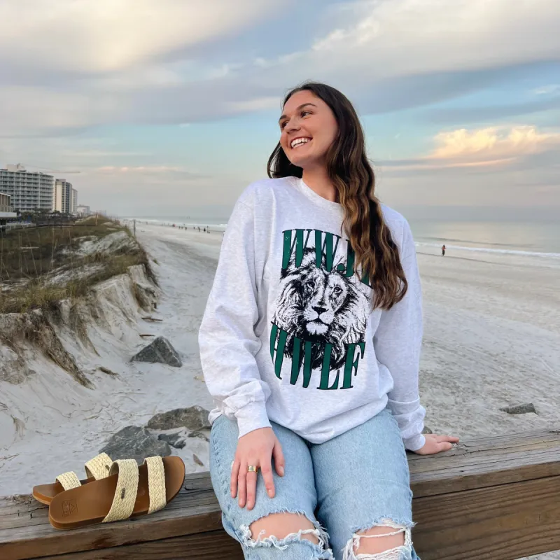 NEW! | "VINTAGE LION" LONG SLEEVE TEE | ASH sold by He Would Love First