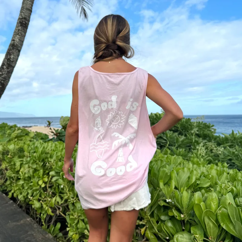NEW! | "GOD IS GOOD" PREMIUM COMFORT COLOR TANK | PINK sold by He Would Love First