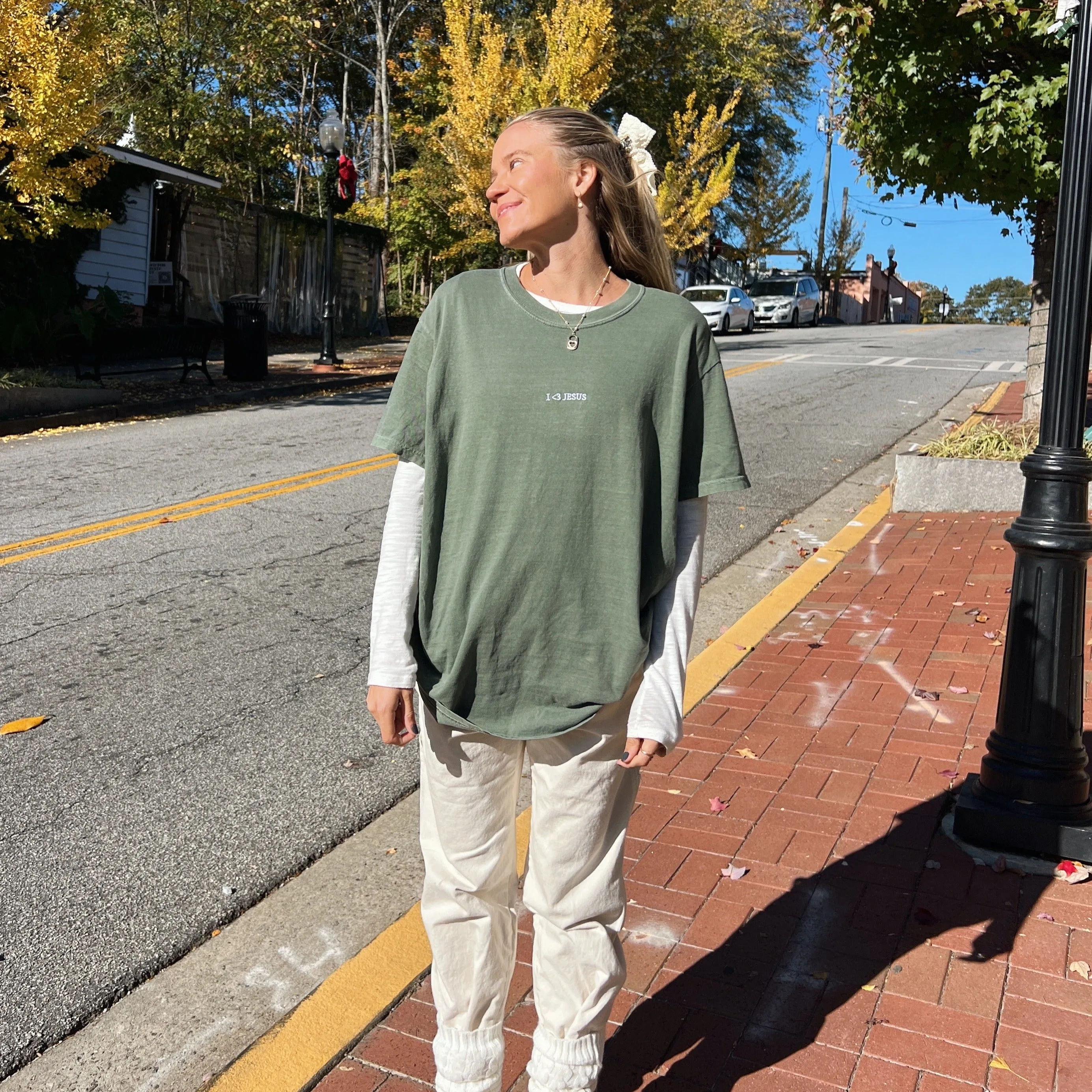 NEW! | "I <3 JESUS" EMBROIDERED COMFORT COLOR TEE | MOSS sold by He Would Love First product image thumbnail 3