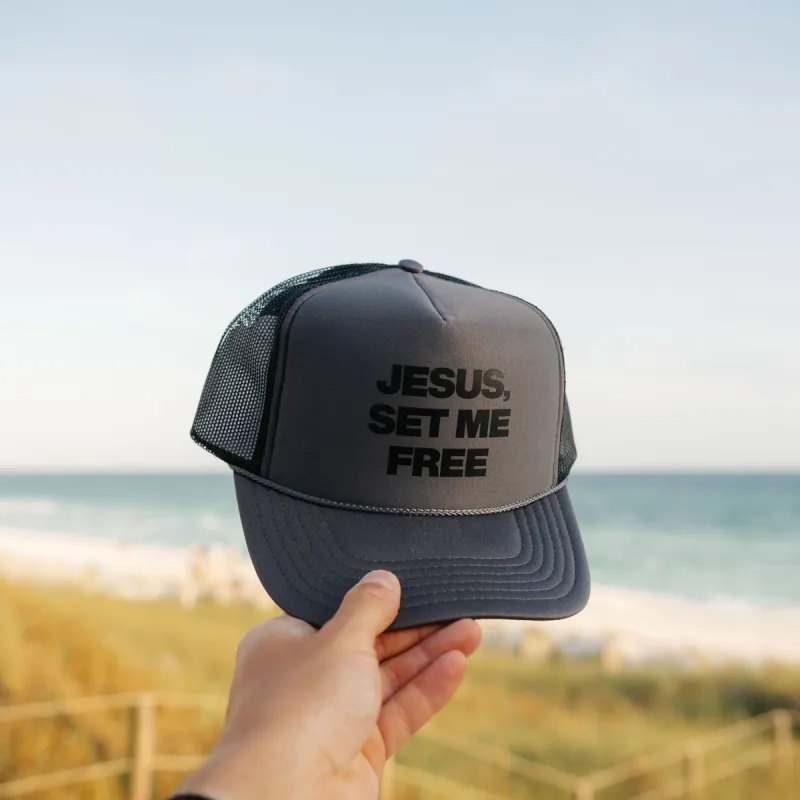 NEW! | "JESUS SET ME FREE" BOLD HAT | BLACK/GRAY sold by He Would Love First