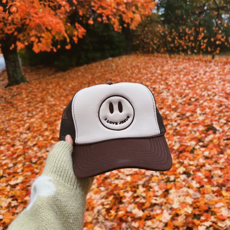 NEW! | "SMILEY" | TRUCKER HAT | BROWN sold by He Would Love First