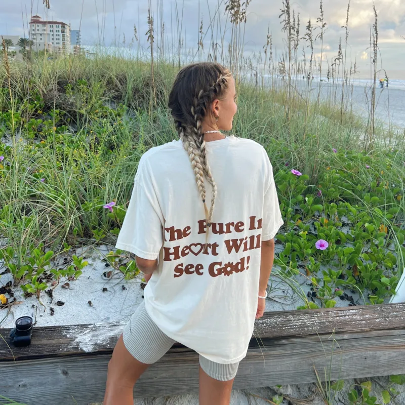 NEW! | "PURE IN HEART" PREMIUM COMFORT COLOR TEE | CREAM sold by He Would Love First