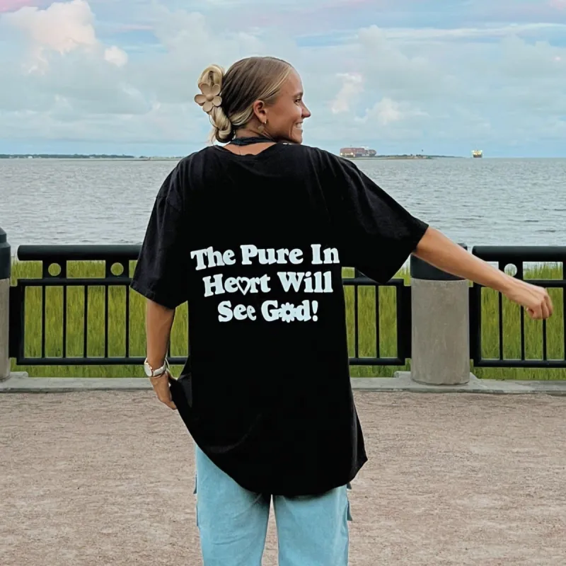NEW! | "PURE IN HEART" PREMIUM COMFORT COLOR TEE | BLACK sold by He Would Love First