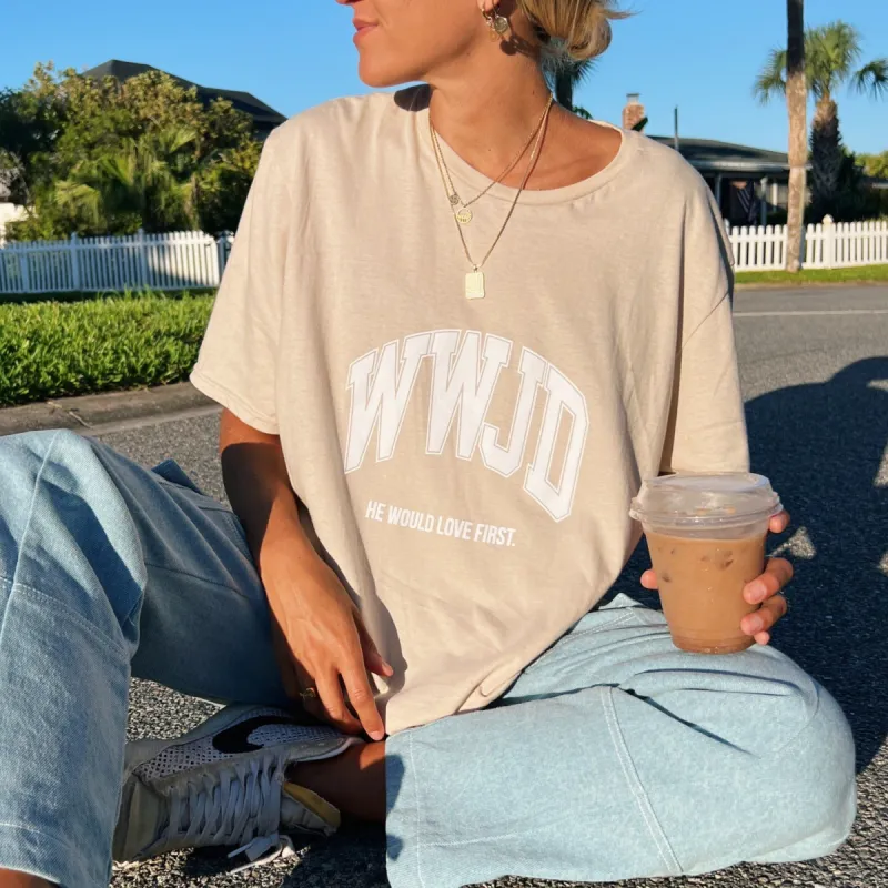 RESTOCKED! | "UNIVERSITY" TEE | SAND sold by He Would Love First