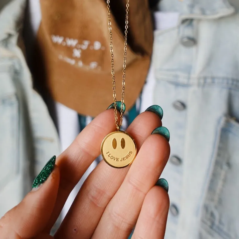 LIMITED SALE! SMILEY NECKLACE | GOLD sold by He Would Love First