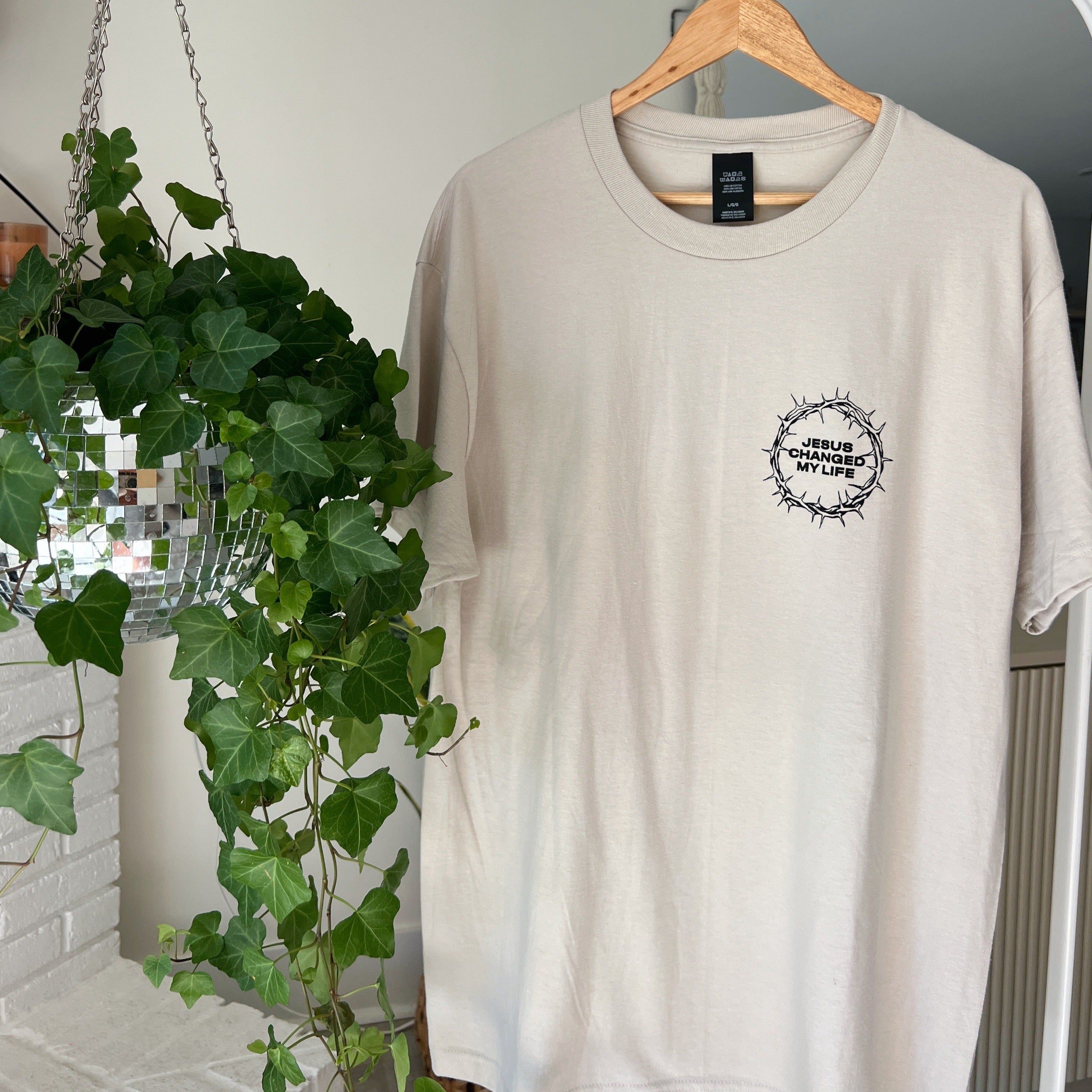 NEW! | "JESUS CHANGED MY LIFE" TEE | SAND sold by He Would Love First product image thumbnail 2