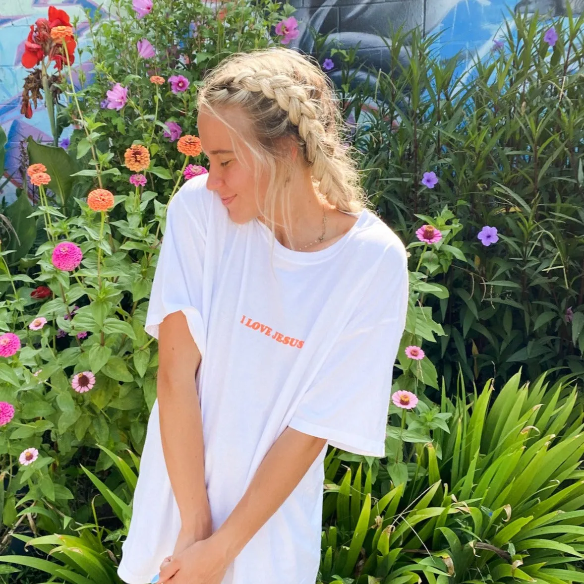 RESTOCK! PUFF PRINT | "I LOVE JESUS" | WHITE | TEE sold by He Would Love First product image thumbnail 3