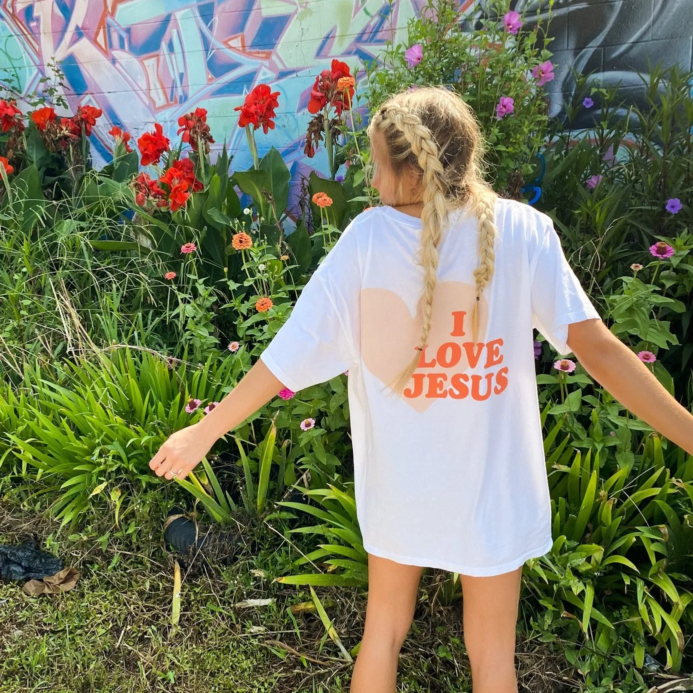 RESTOCK! PUFF PRINT | "I LOVE JESUS" | WHITE | TEE sold by He Would Love First product image thumbnail 4