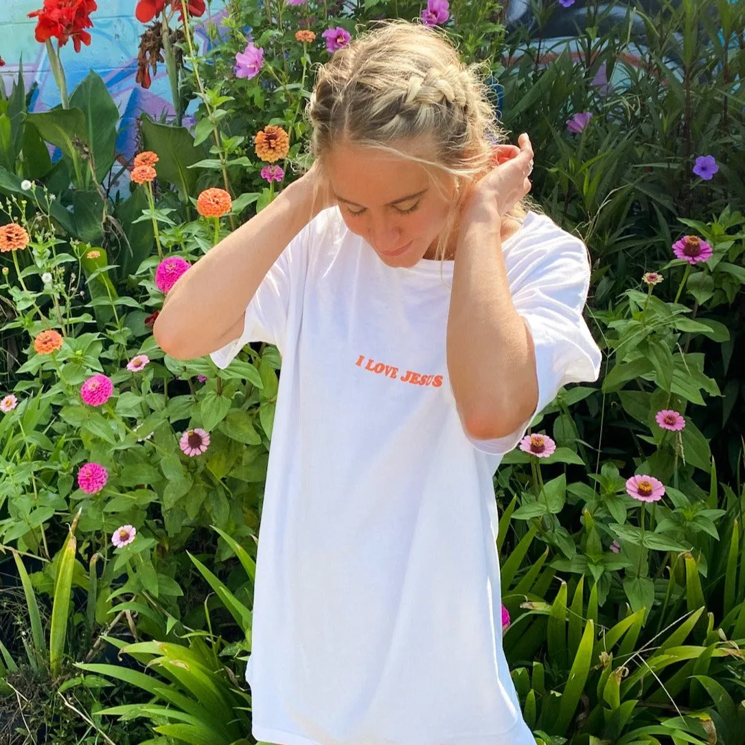 RESTOCK! PUFF PRINT | "I LOVE JESUS" | WHITE | TEE sold by He Would Love First product image thumbnail 2