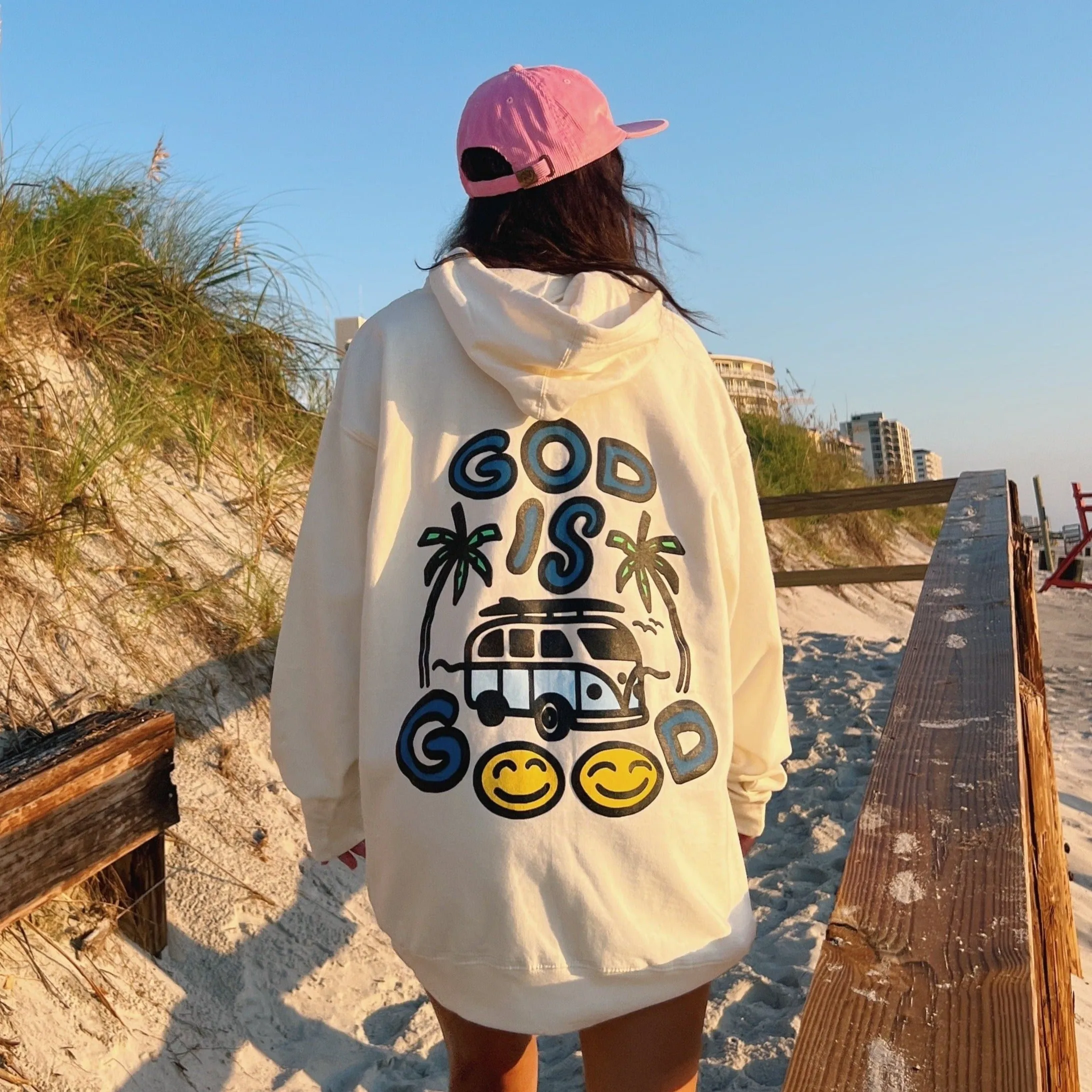 NEW! | PUFF PRINT "GOD IS GOOD" HOODIE | CREAM sold by He Would Love First