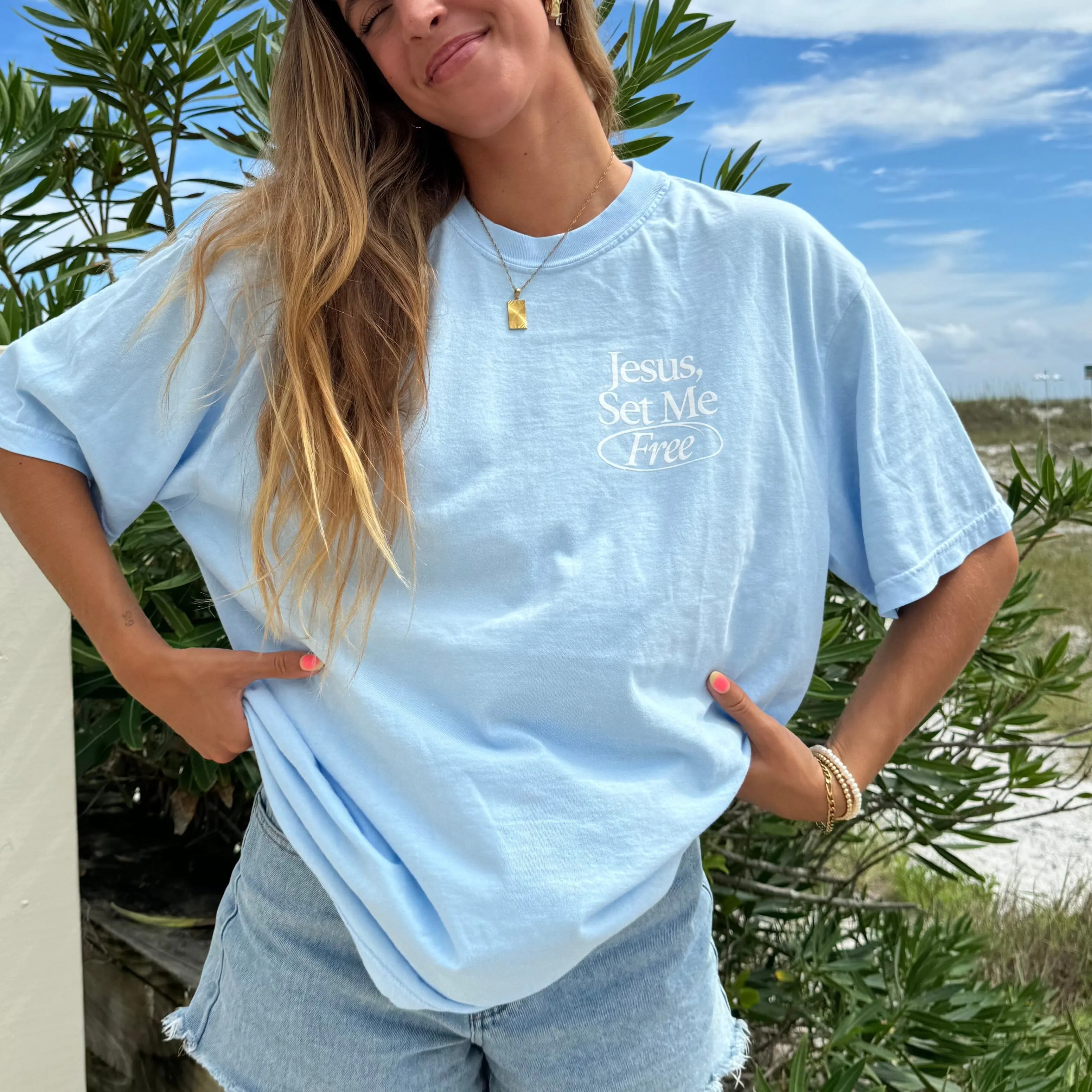 NEW! | "JESUS SET ME FREE" PREMIUM COMFORT COLOR TEE sold by He Would Love First