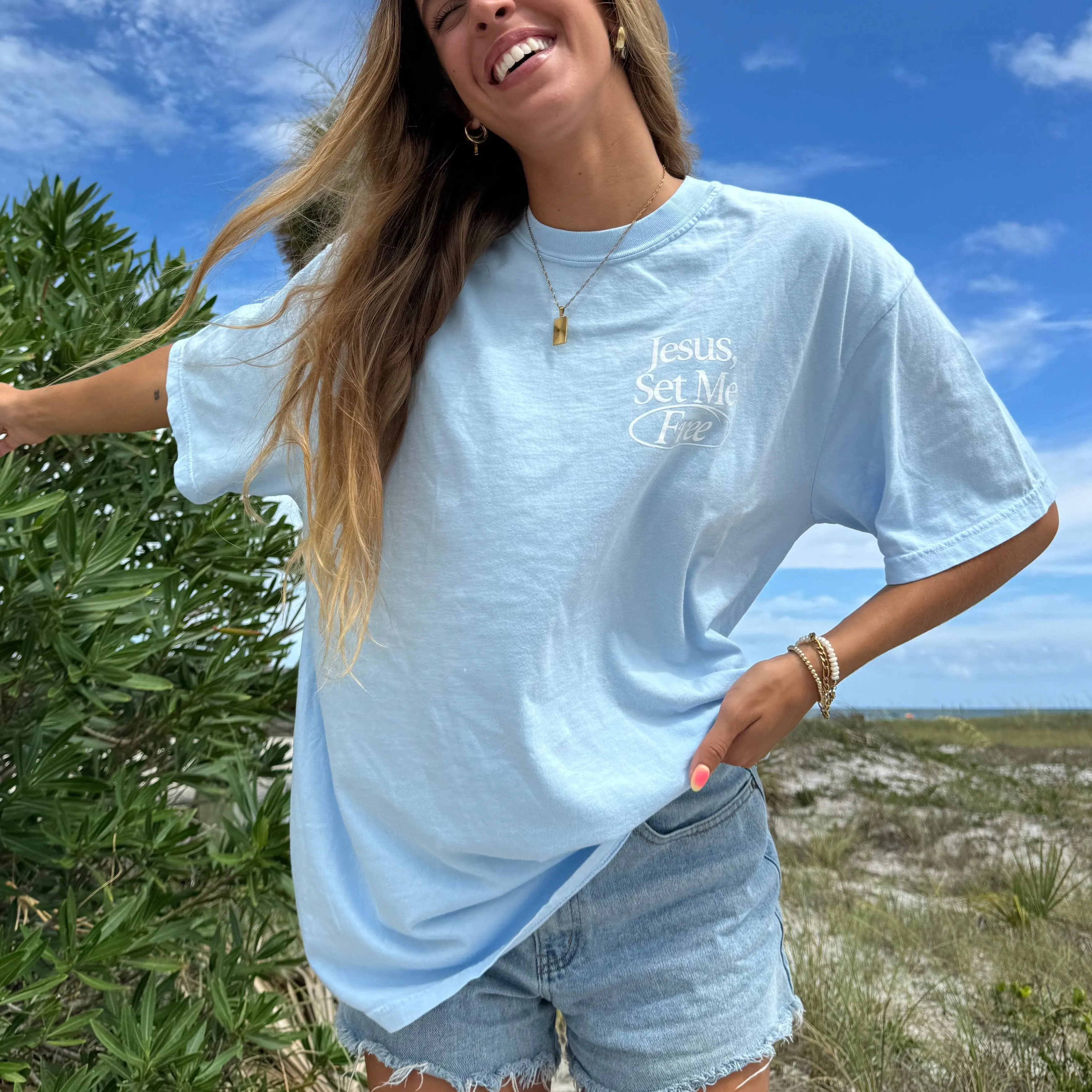 NEW! | "JESUS SET ME FREE" PREMIUM COMFORT COLOR TEE sold by He Would Love First product image thumbnail 3