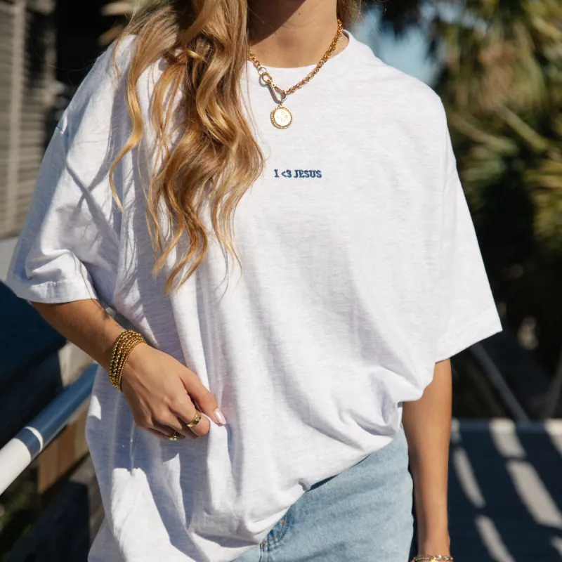 NEW! | "I <3 JESUS" PREMIUM EMBROIDERED TEE | ASH sold by He Would Love First