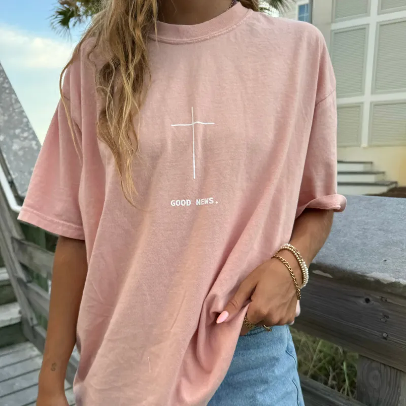 RESTOCK | "GOOD NEWS" PREMIUM COMFORT COLOR TEE | PEACH sold by He Would Love First