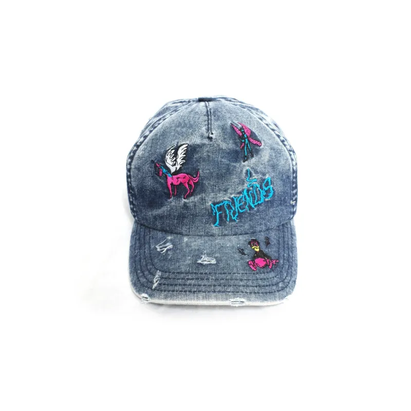 Friends Distressed Denim Cap made by Junglesjungles