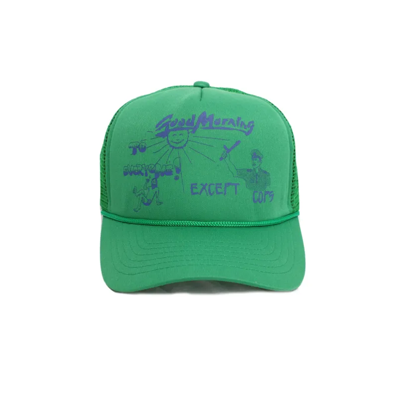 Good Morning except Cops Trucker Cap Green made by Junglesjungles