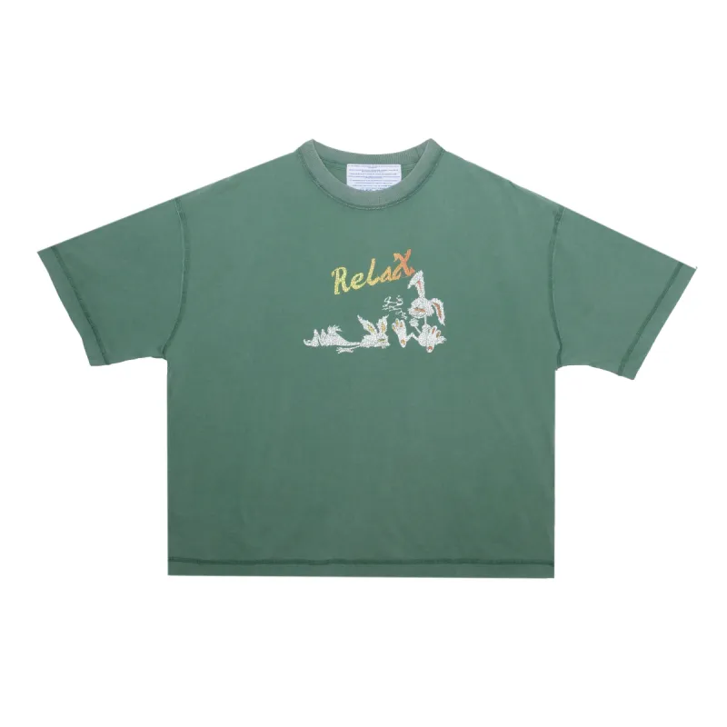 Relax Vintage Wash Reversible Tee Green made by Junglesjungles