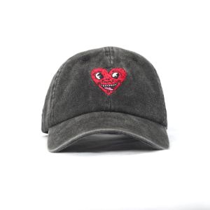 Heart Face Washed Black Cap sold by Junglesjungles