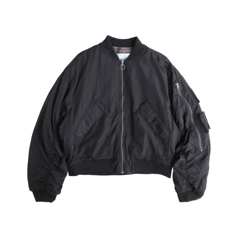 Reversible Black nylon/Airbrush camo Bomber jacket sold by Junglesjungles