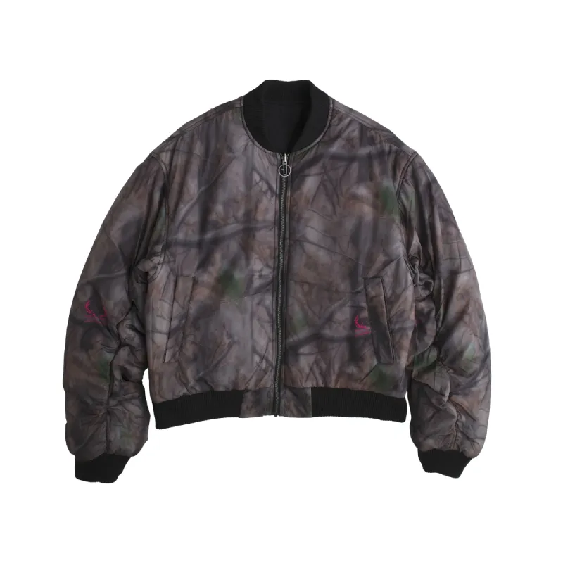 Reversible Airbrush camo/Black nylon Bomber jacket sold by Junglesjungles