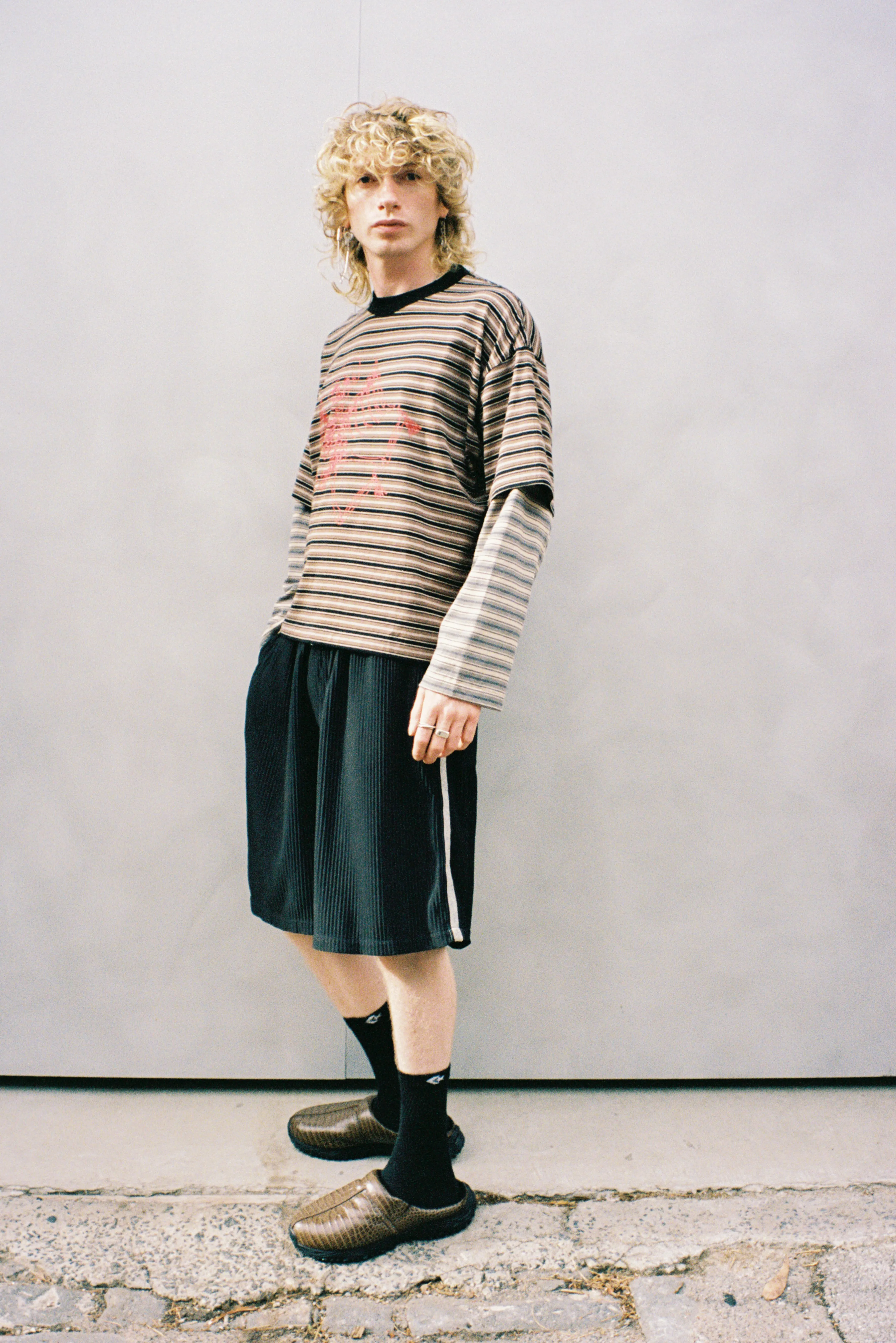 SKELETON STRIPE DOUBLE SLEEVE TEE sold by Junglesjungles product image thumbnail 2
