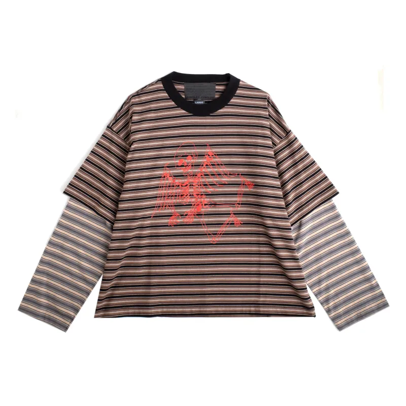 SKELETON STRIPE DOUBLE SLEEVE TEE sold by Junglesjungles