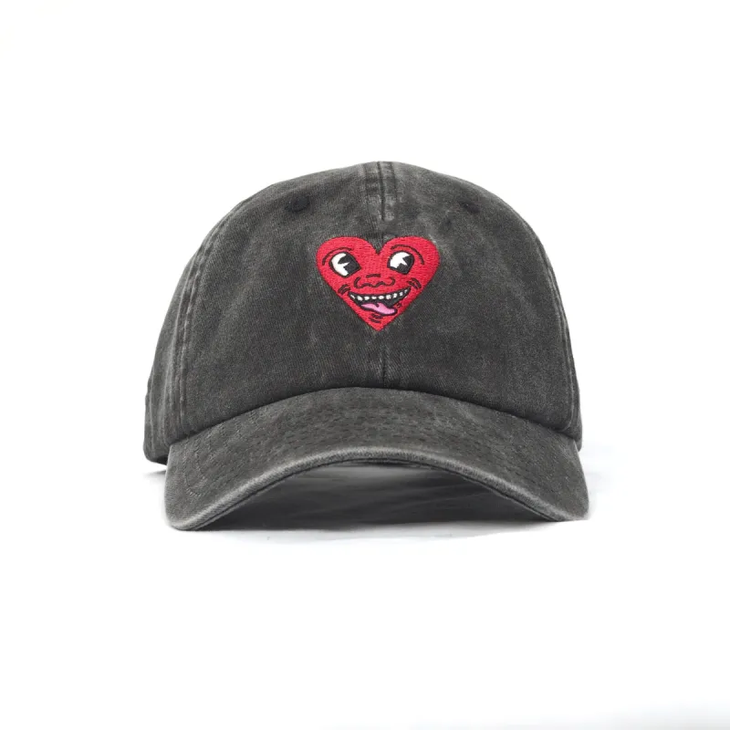 Heart Face Washed Black Cap sold by Junglesjungles