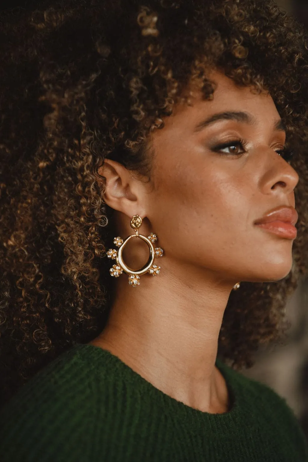 Rae Gold Rhinestone Statement Earrings sold by 12th Tribe product image thumbnail 3