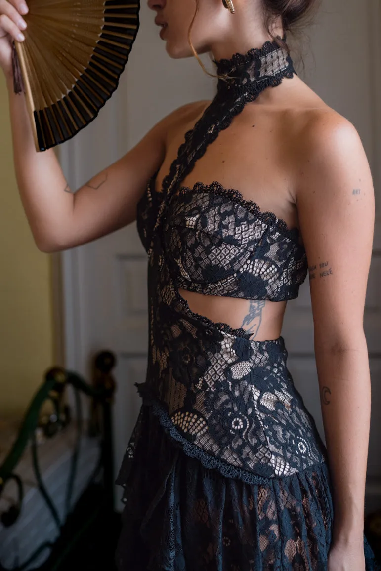 Princesa Black Lace Drop Waist Maxi Dress sold by 12th Tribe product image thumbnail 4