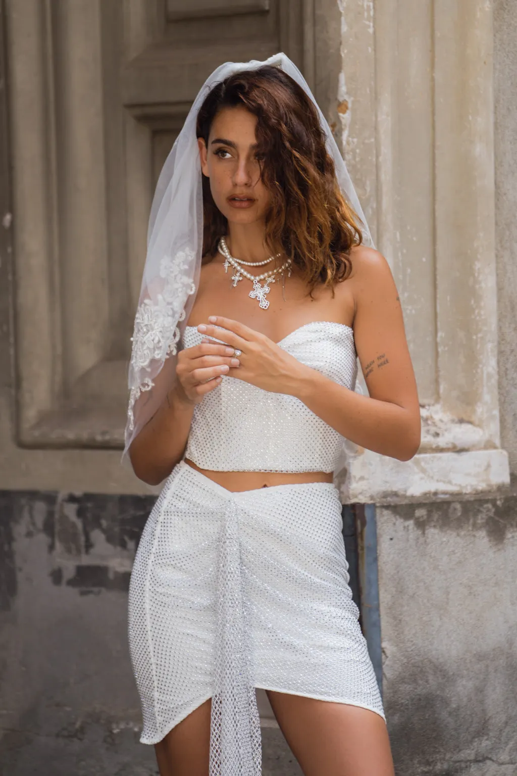 Sabrina Rhinestone Mesh Mini Skirt sold by 12th Tribe product image thumbnail 5