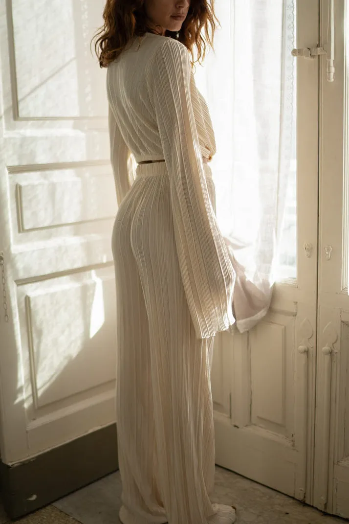 Marcella Champagne Plisse Pull On Pants sold by 12th Tribe product image thumbnail 2