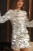 Pippa Silver Payette Long Sleeve Mini Dress sold by 12th Tribe